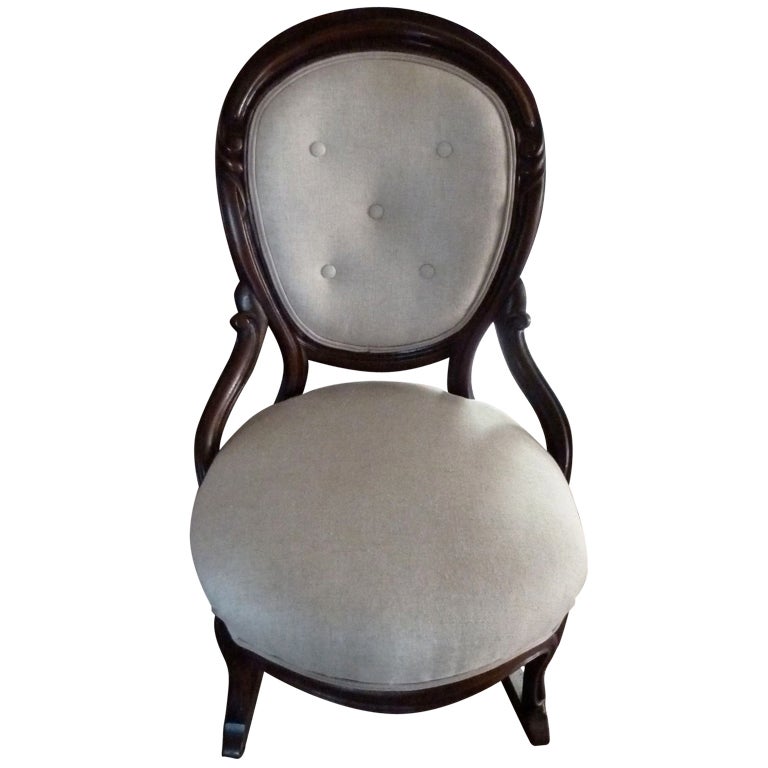 French Balloon Back Bergere Rocking Chair For Sale