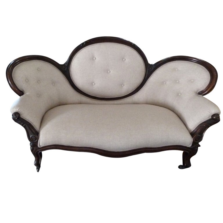 French Balloon Back Bergere Loveseat For Sale