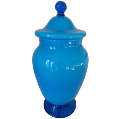 Barovier et Toso Turquoise Cased Lattimo Ginger Jar