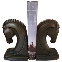 Vintage Pair of Original Horse Head Bookends with Gorgeous Patina
