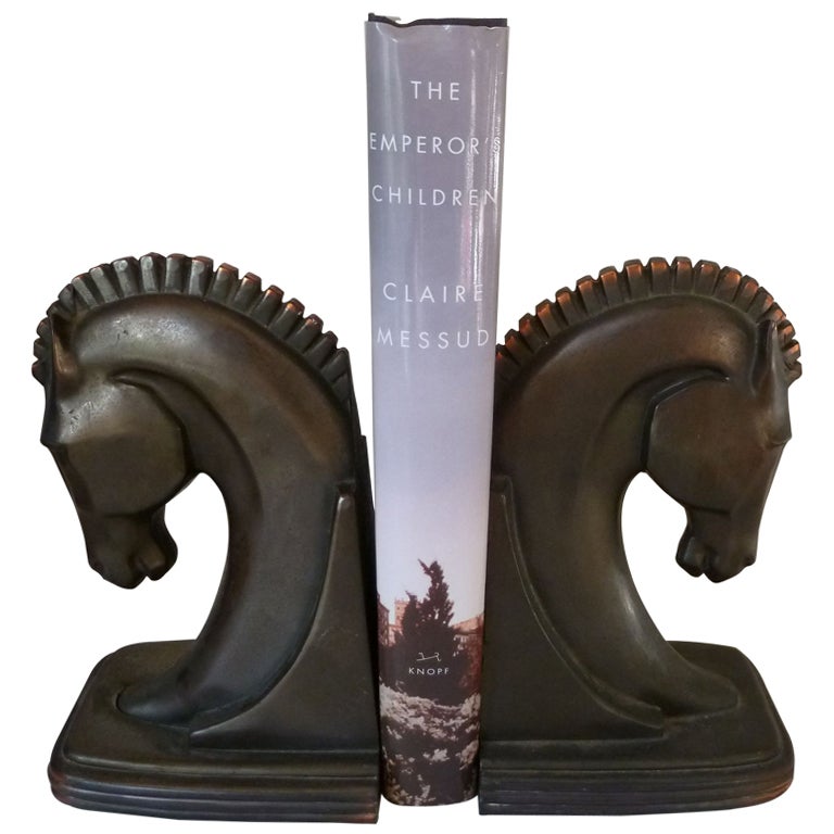 Pair of Original Horse Head Bookends with Gorgeous Patina For Sale