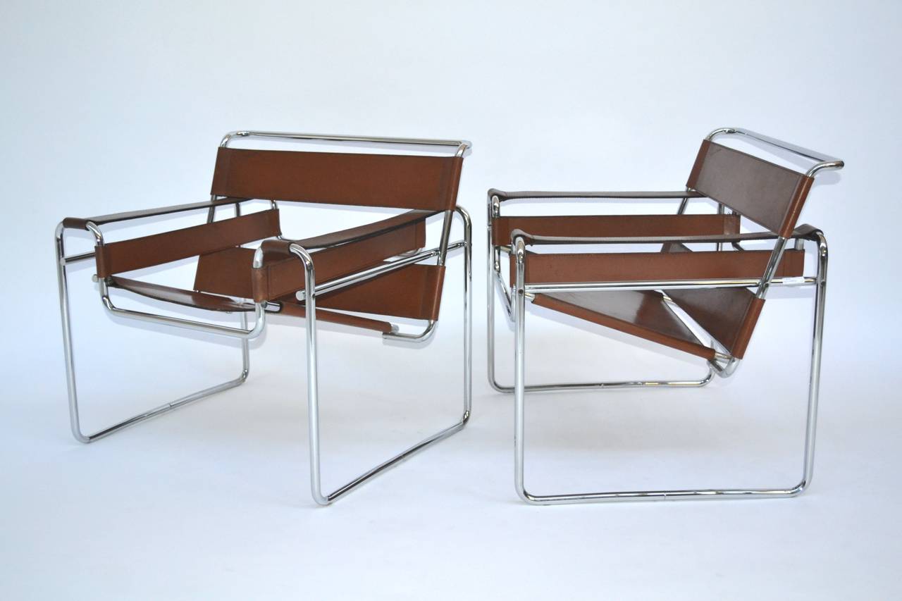 Pair of Wassily armchairs. Project of 1925, Gavina.