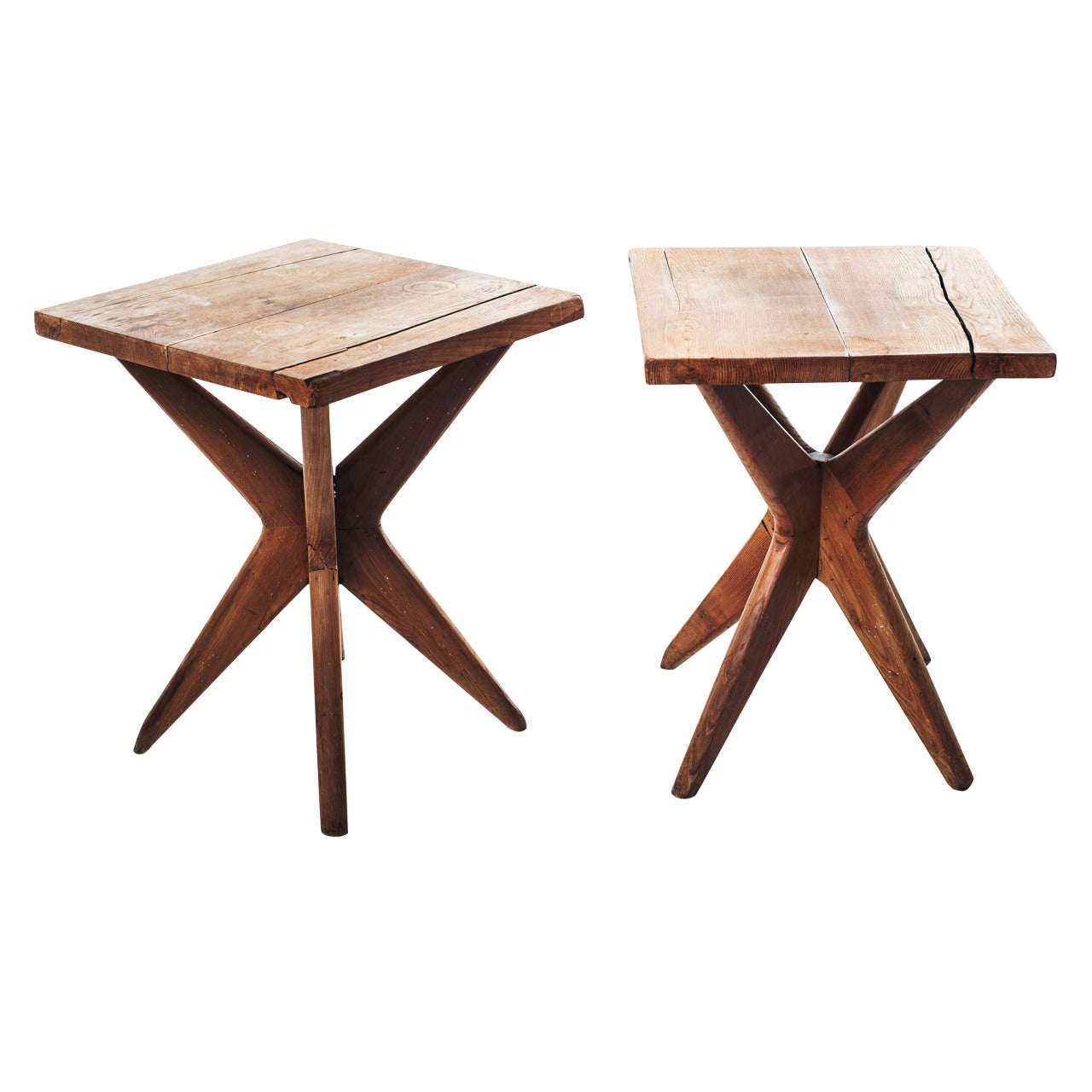 Pair of Table in Natural Wood, 1948