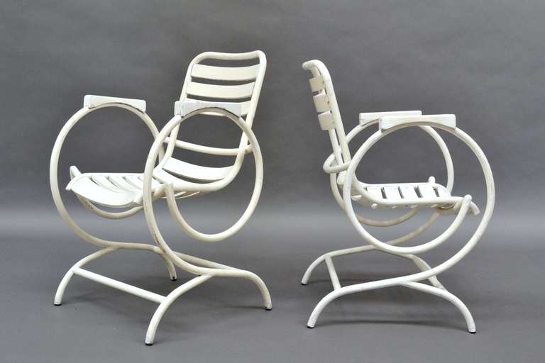 Metal Pair of french chairs 50's- Escargot