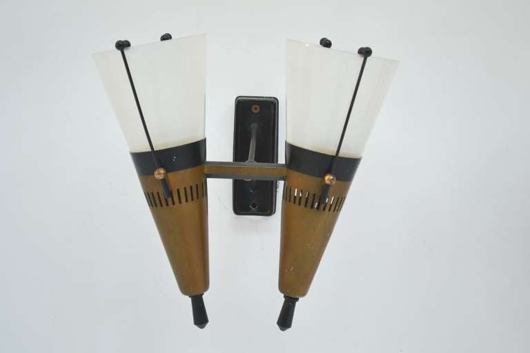 Mid-Century Modern Pair of Wall Lamps, 1960s, Attribuited to Stilnovo