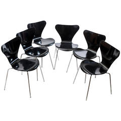 Set of Six Chairs Mod. 3107 by Arne Jacobsen