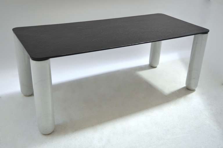 Rectangular Table, circa 1980s slate top and marble legs, excellent condition.