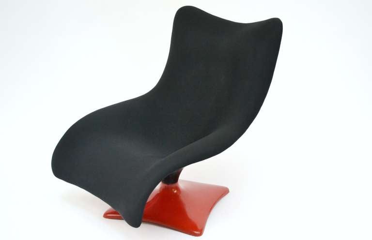 Armchair with structure in fiberglass 70s, and black fabric