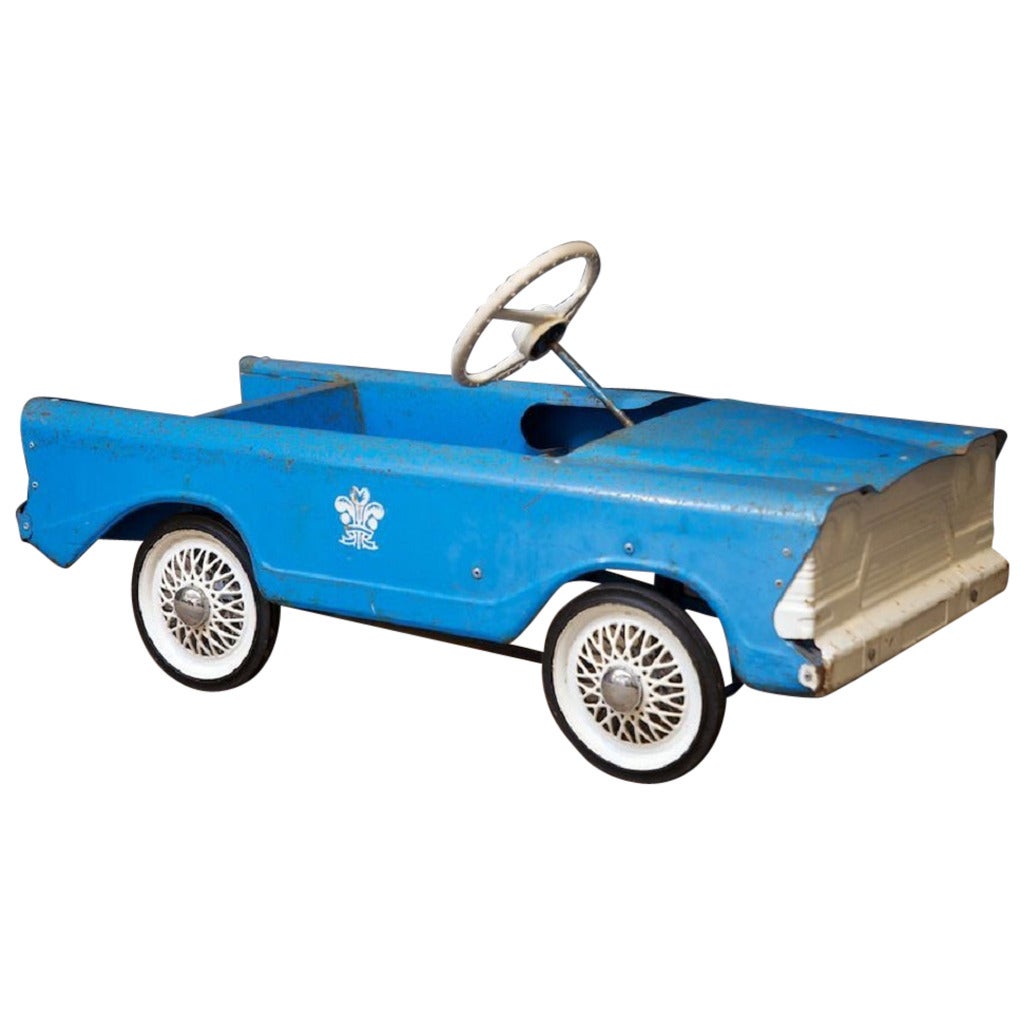 Blue and White Pedal Car