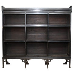 Ebonized Book Case on Cast Iron Stand 