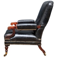 Black Leather Reclining Library armchair