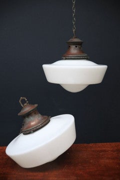 Large opaline pendant lights