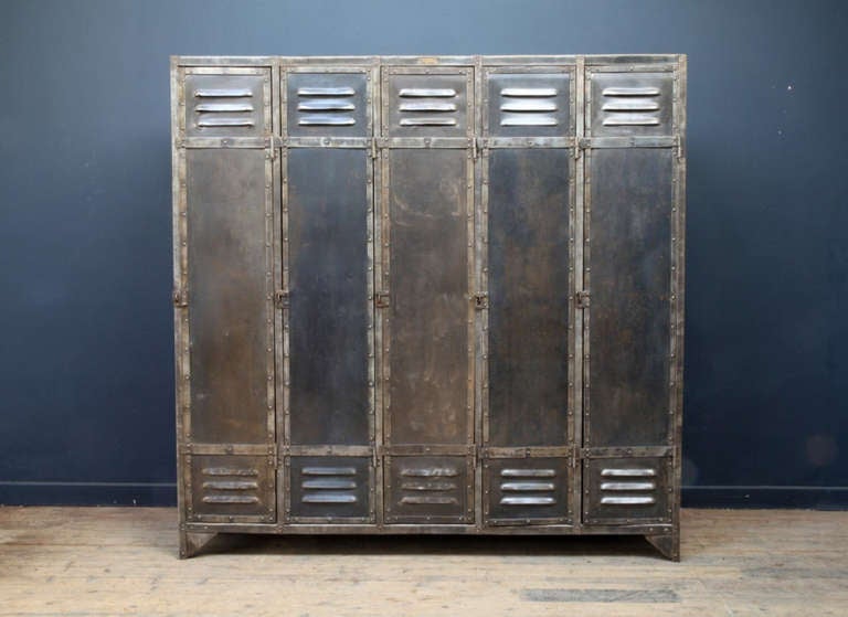 A Mid Century, French, Polished and Rivetted Metal Locker, Makers Plaque 