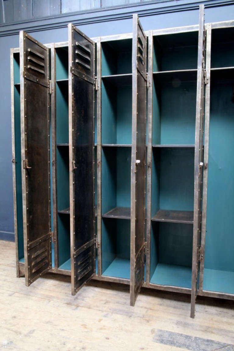 Polished and Rivetted Metal Locker In Excellent Condition In Llandudno, Conwy