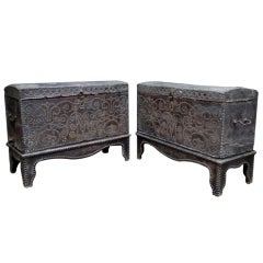 A Pair of 18th Century Leather Chests 