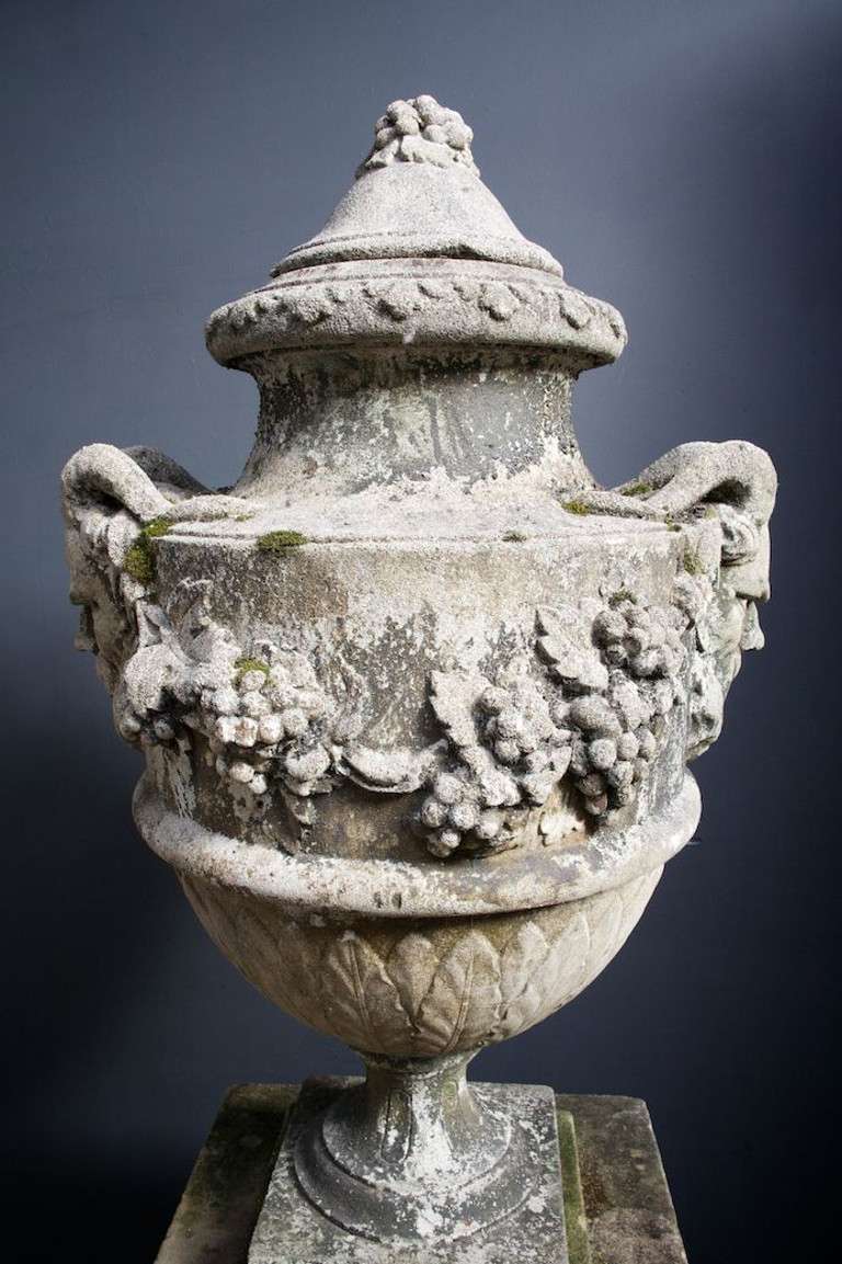 English Lidded Urn on Pedestal