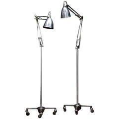 Vintage Two Brass Floor Standing Anglepoise Lamps