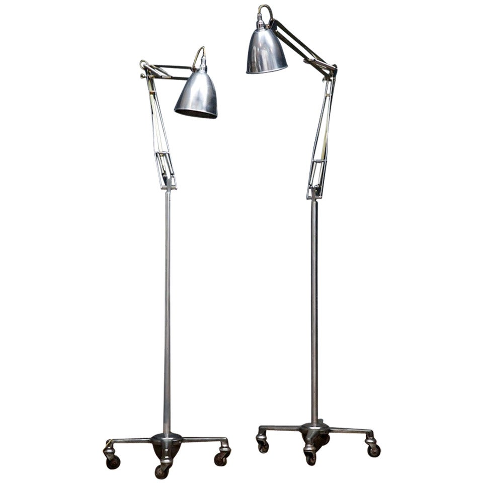 Two Brass Floor Standing Anglepoise Lamps