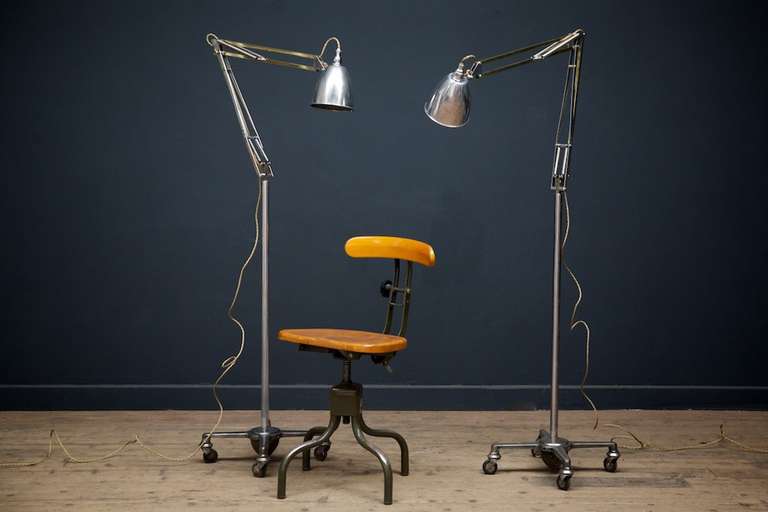 English Two Brass Floor Standing Anglepoise Lamps