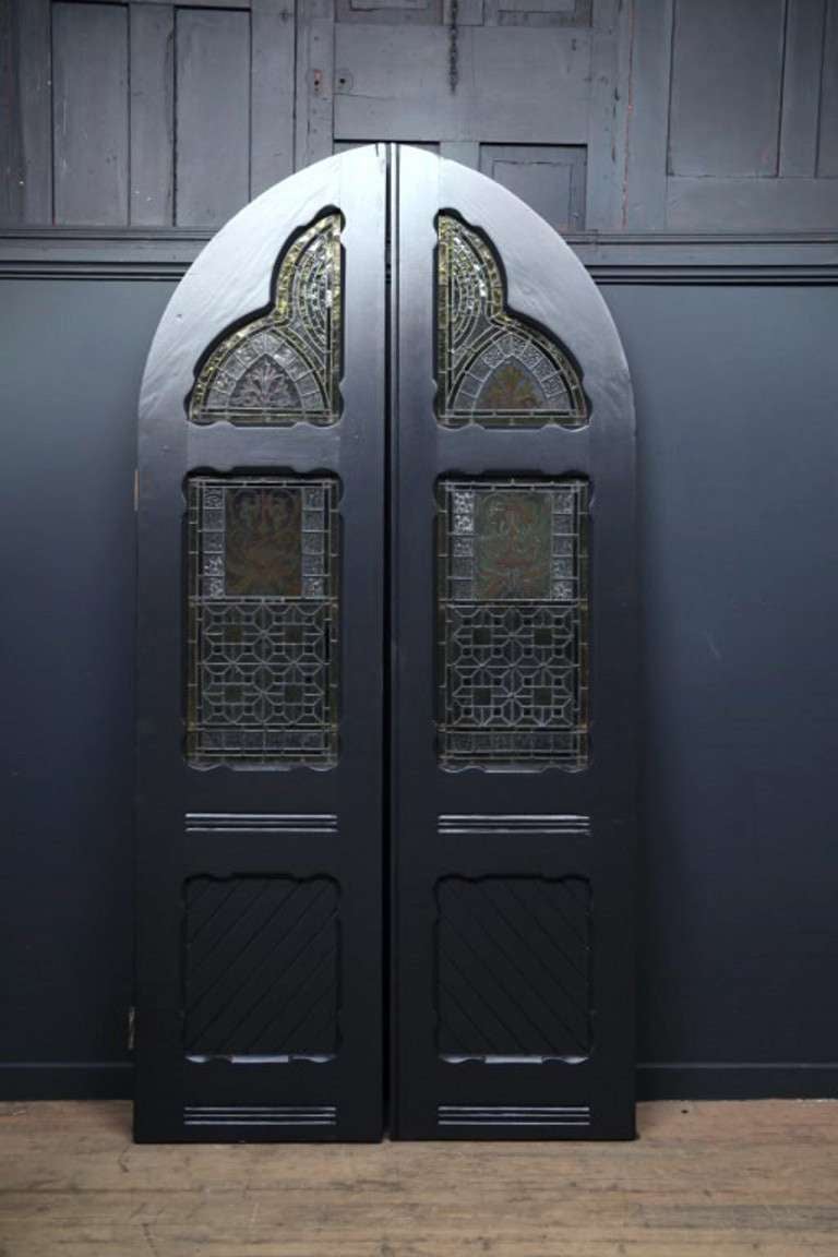 A Pair of 19th Century Gothic Stained glass double doors