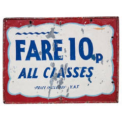 Vintage "Fair 10P All Classes, " Sign