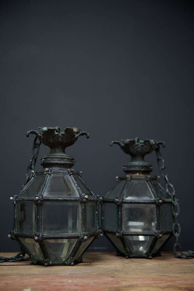 English Pair of Hexagonal Lanterns