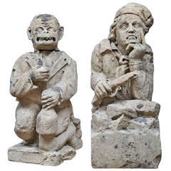 Antique Pair of Grotesque Stone Figures