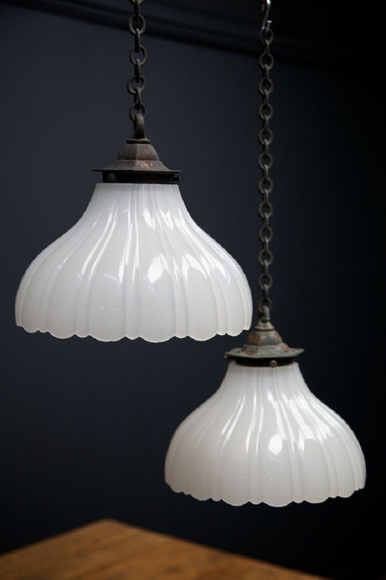 Superb Quality Fluted Opalescent Glass Pendant Lights 1