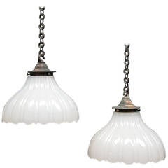 Superb Quality Fluted Opalescent Glass Pendant Lights