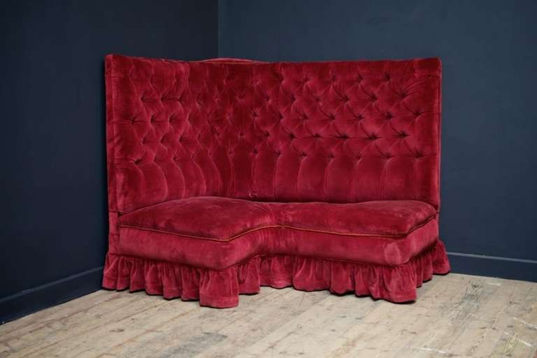 Velvet Corner Sofa In Excellent Condition In Llandudno, Conwy