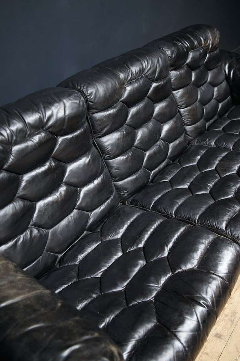 Mid-20th Century De Sede Black Leather Sofa