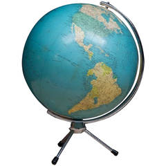 Illuminated Desk Globe on a Chrome Tripod Base
