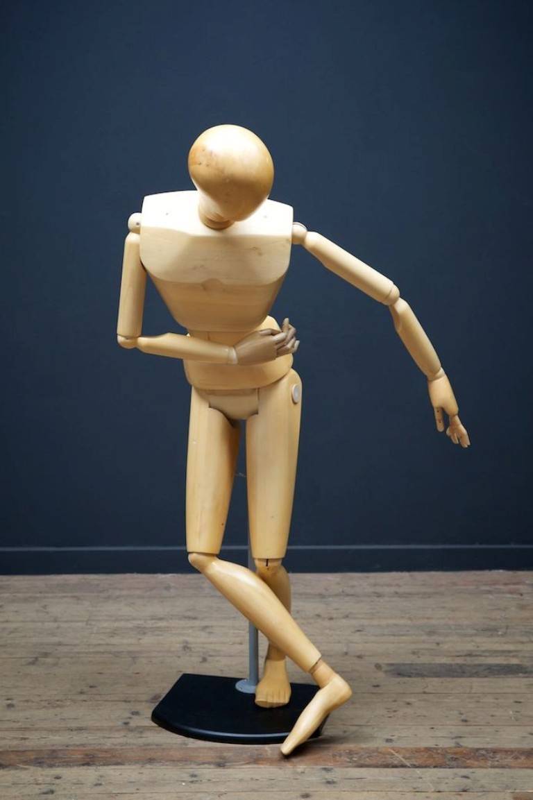 A life size articulated male mannequin . 
Beech construction, original steel support. 
As new, 1980s. 
Width: 42 cm Depth: 20 cm