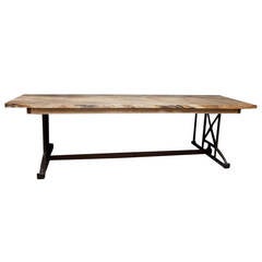 Slab Oak Industrial Table