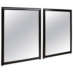 Antique Pair of Black Framed Mirrors