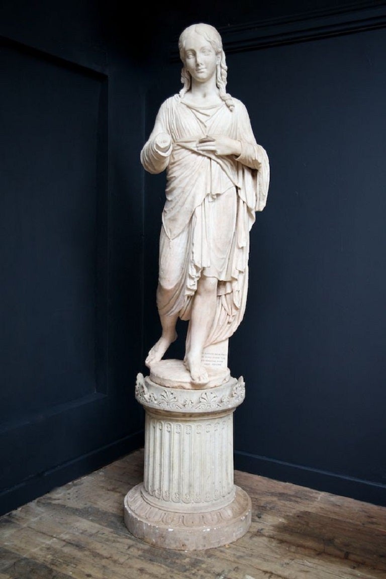 Marble Christ Figure On Pedestal