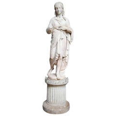 Marble Christ Figure On Pedestal