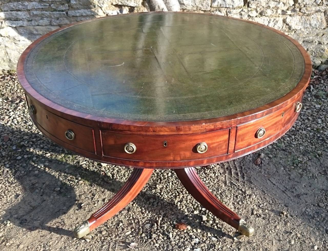 British Rotating Antique Library Drum Table
