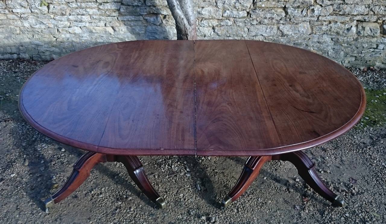 Regency Mahogany Twin Pillar Dining Table In Good Condition For Sale In Gloucestershire, GB