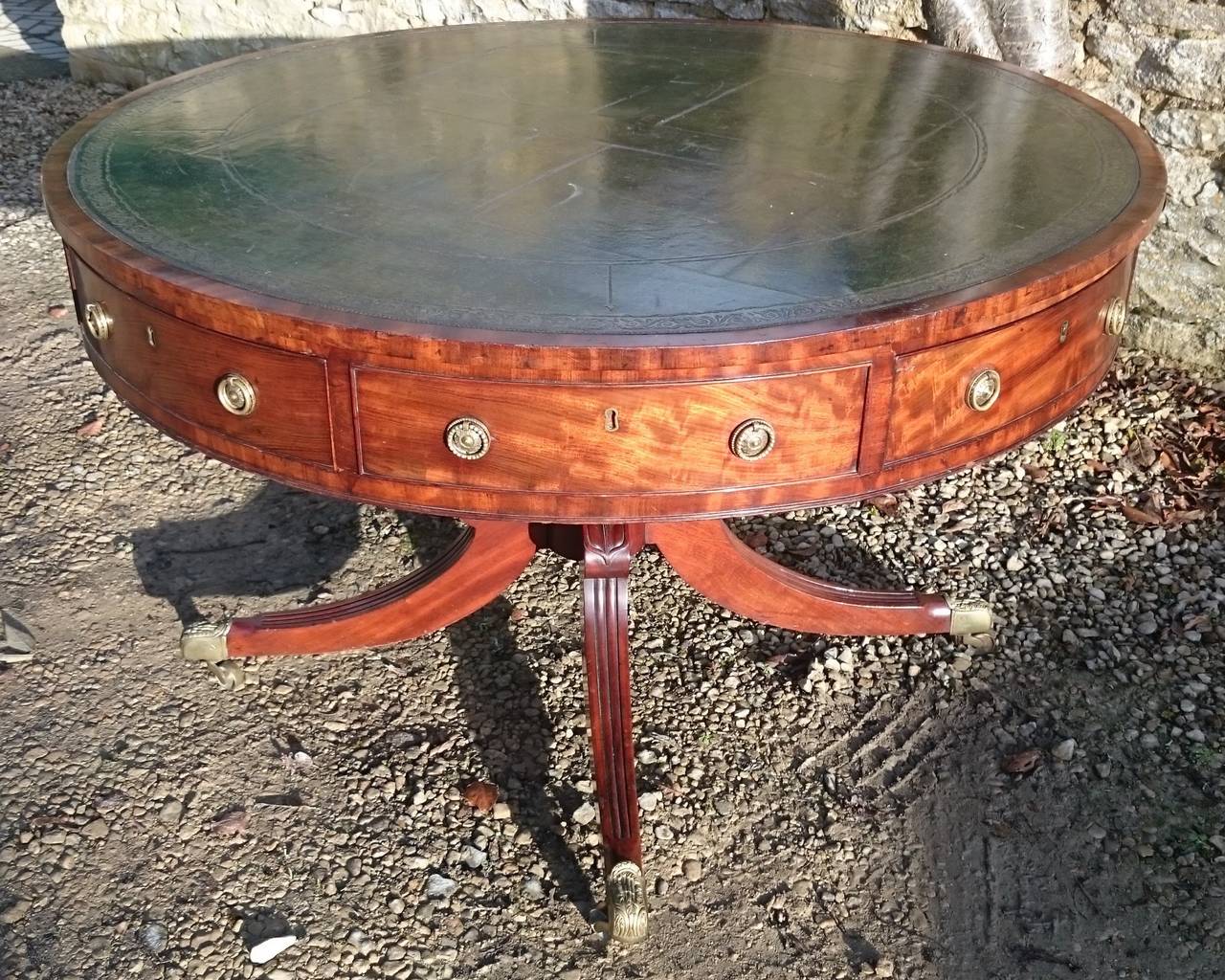 19th Century Rotating Antique Library Drum Table
