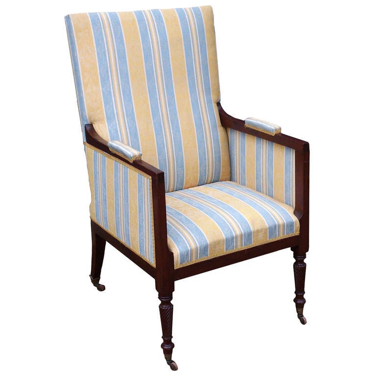 Antique Regency Mahogany Library Chair Fully Restored In Our Own