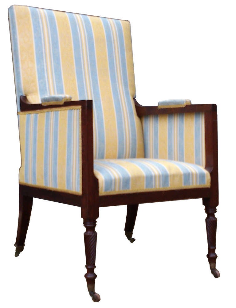 Antique Regency Mahogany Library Chair Fully Restored In Our Own