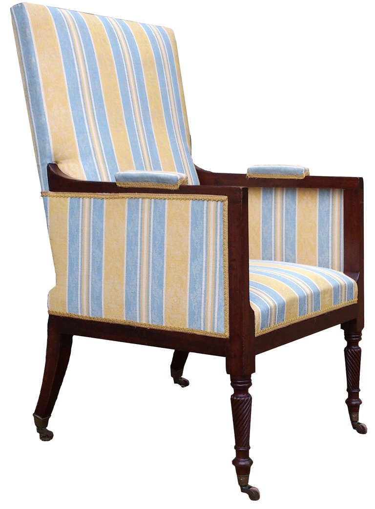 Antique Regency Mahogany Library Chair Fully Restored In Our Own