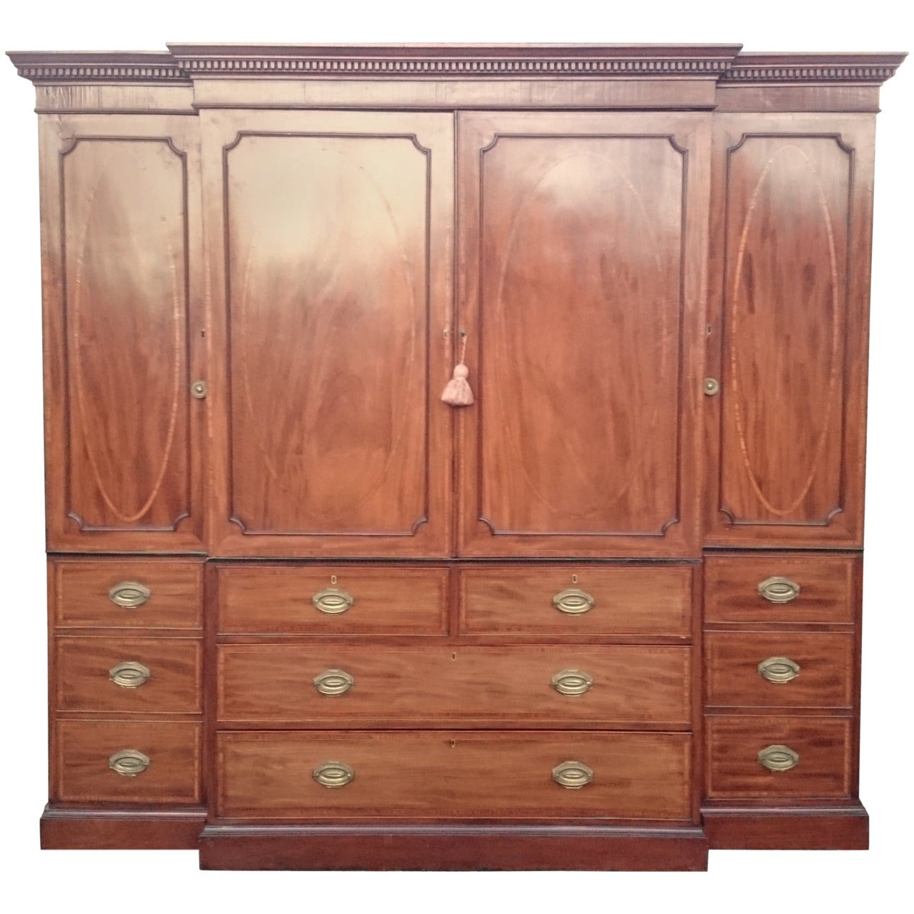 Antique Breakfront Linen Press Made of Finest Mahogany