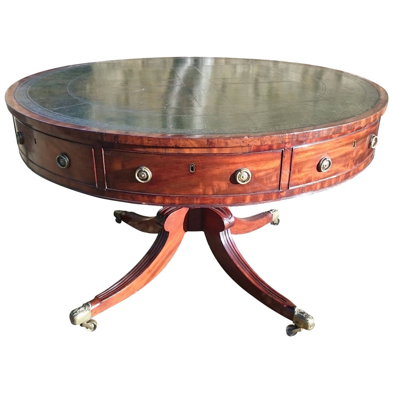 Rotating Antique Library Drum Table at 1stDibs