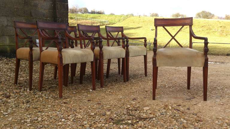 Set of 7 Antique Dining Chairs All With Arms 2