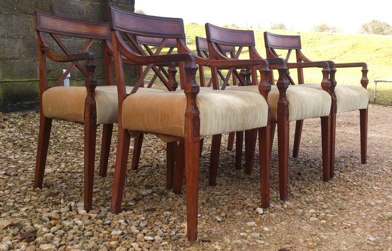 Set of 7 Antique Dining Chairs All With Arms 3