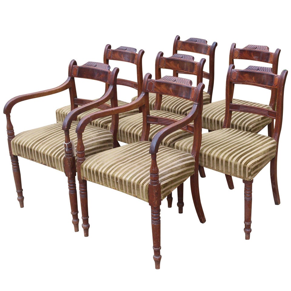 Set of 8 Mahogany Antique Dining Chairs For Sale