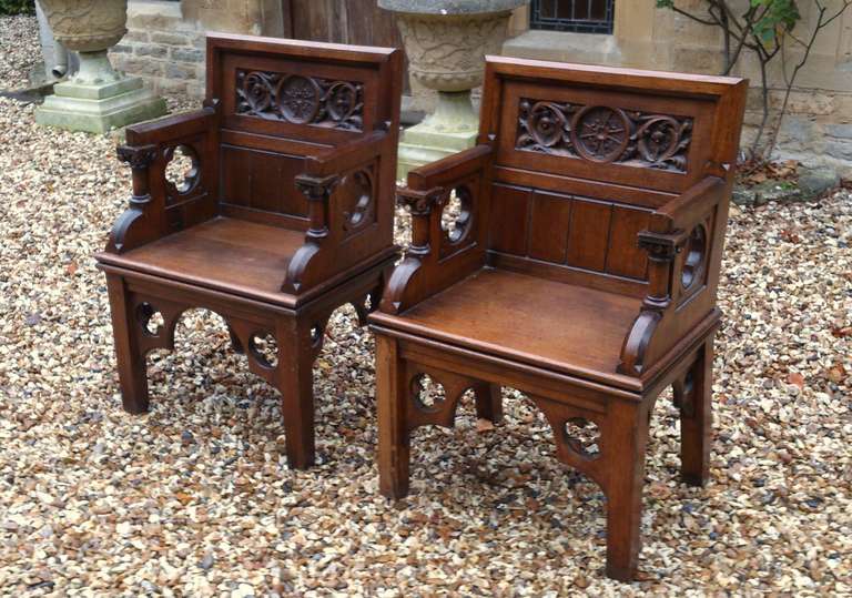 British Pair of Antique Gothic Chairs