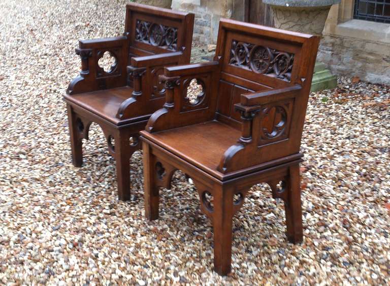 Pair of Antique Gothic Chairs In Excellent Condition In Gloucestershire, GB